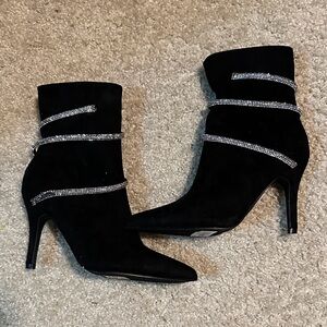 London Rag Chic Black Heeled Boots with Sparkling Accents